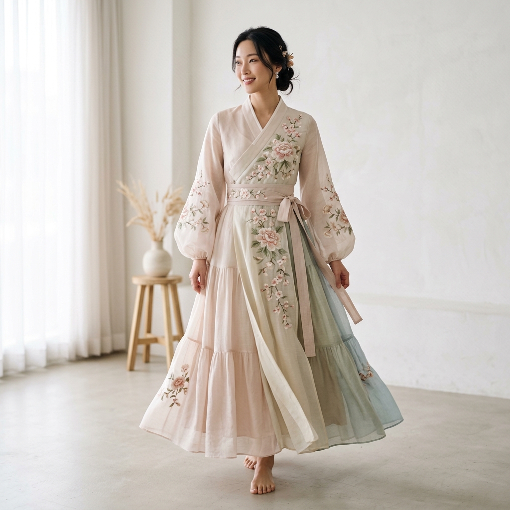 Hanbok-Inspired Wrap Dress