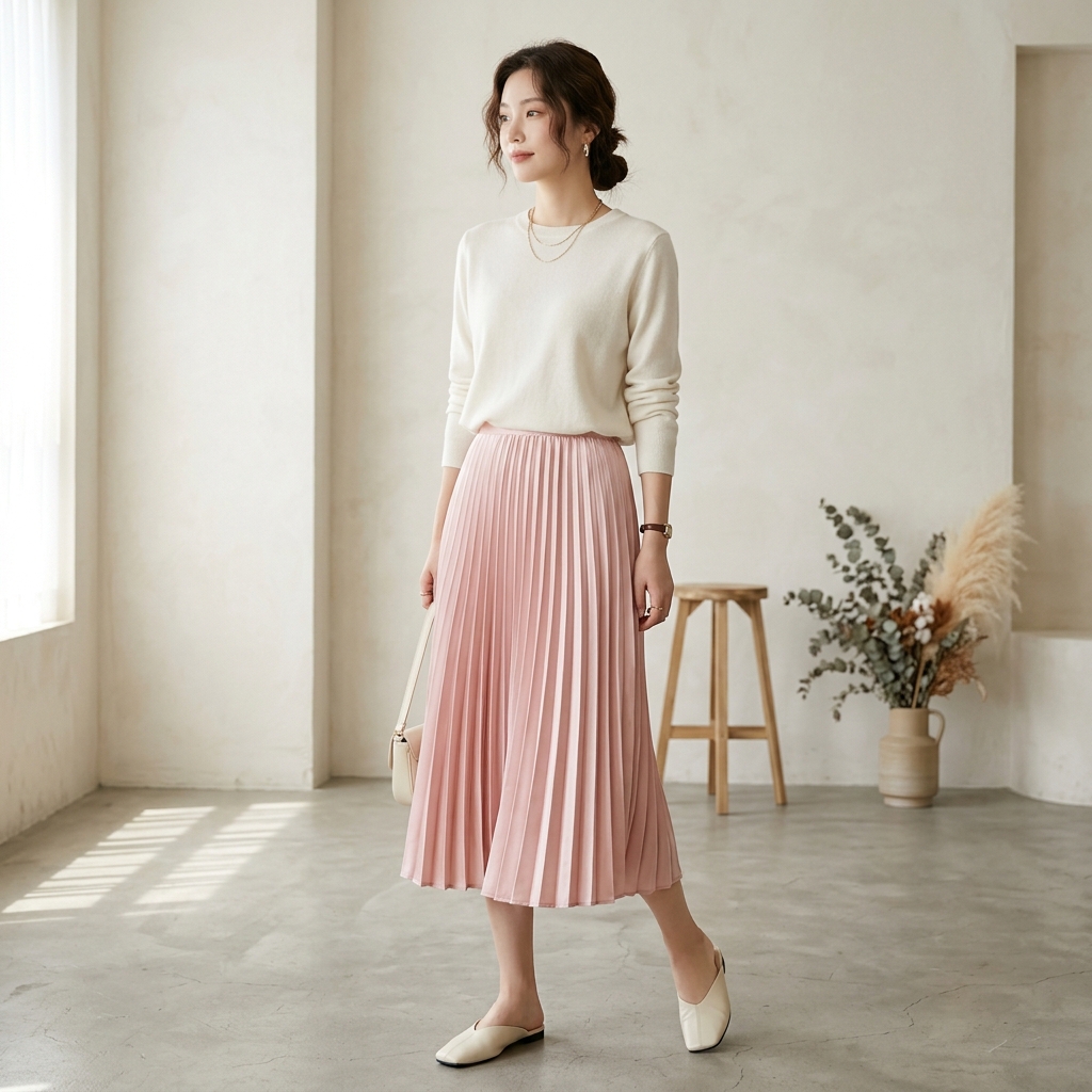 Pleated Midi Skirt